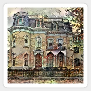 aesthetic classic vintage american mansion home house art painting Sticker